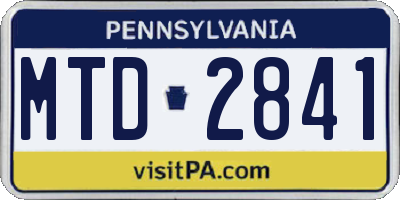 PA license plate MTD2841