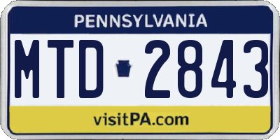 PA license plate MTD2843