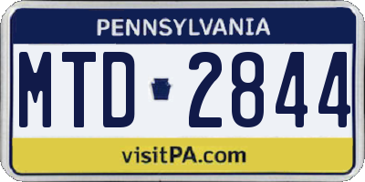 PA license plate MTD2844