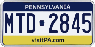 PA license plate MTD2845