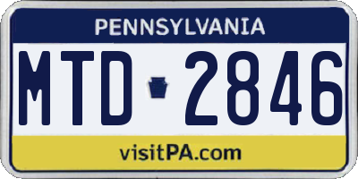 PA license plate MTD2846