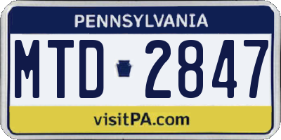 PA license plate MTD2847
