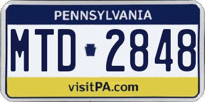 PA license plate MTD2848