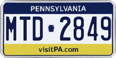 PA license plate MTD2849