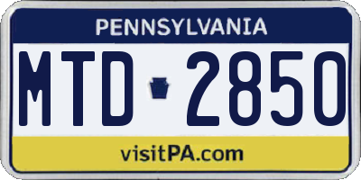 PA license plate MTD2850
