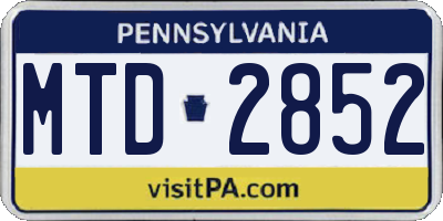 PA license plate MTD2852