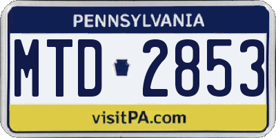 PA license plate MTD2853