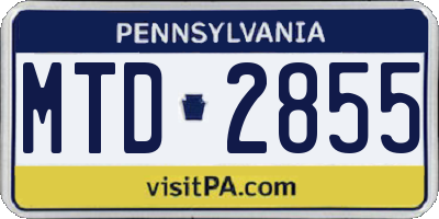 PA license plate MTD2855