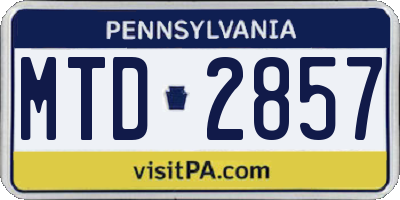 PA license plate MTD2857