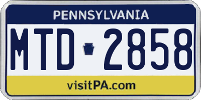PA license plate MTD2858