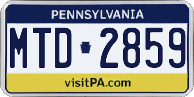 PA license plate MTD2859