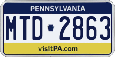 PA license plate MTD2863