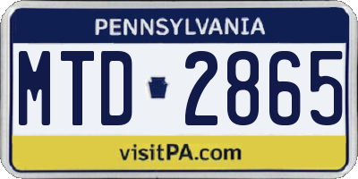 PA license plate MTD2865