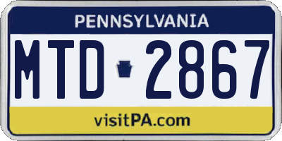 PA license plate MTD2867
