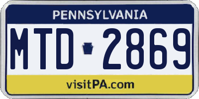 PA license plate MTD2869