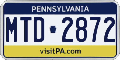 PA license plate MTD2872