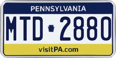 PA license plate MTD2880