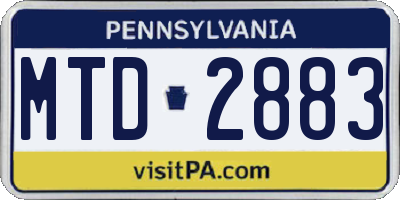 PA license plate MTD2883