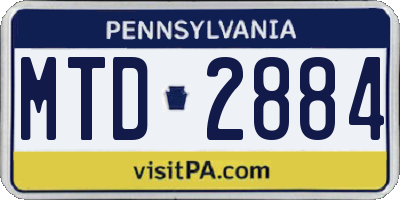 PA license plate MTD2884
