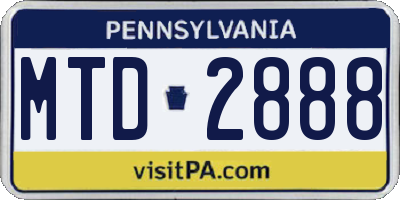 PA license plate MTD2888