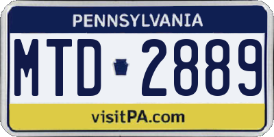 PA license plate MTD2889