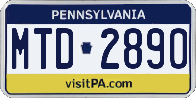 PA license plate MTD2890