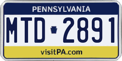 PA license plate MTD2891