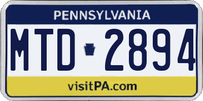 PA license plate MTD2894