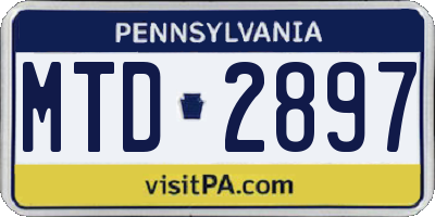 PA license plate MTD2897