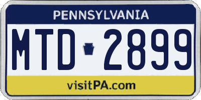 PA license plate MTD2899