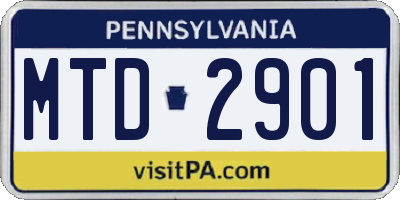 PA license plate MTD2901