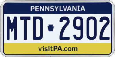 PA license plate MTD2902