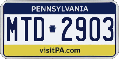 PA license plate MTD2903
