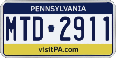 PA license plate MTD2911