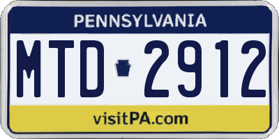 PA license plate MTD2912