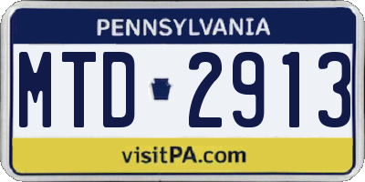 PA license plate MTD2913