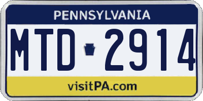 PA license plate MTD2914
