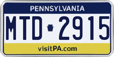 PA license plate MTD2915