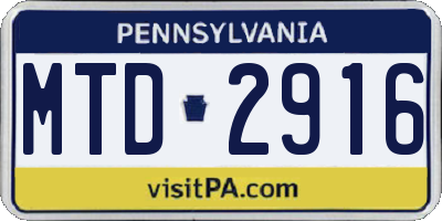 PA license plate MTD2916