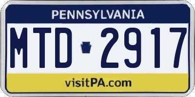 PA license plate MTD2917