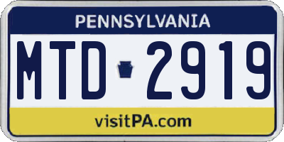 PA license plate MTD2919