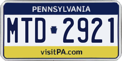 PA license plate MTD2921