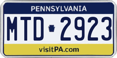 PA license plate MTD2923