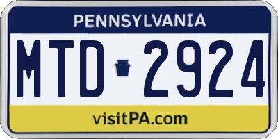 PA license plate MTD2924