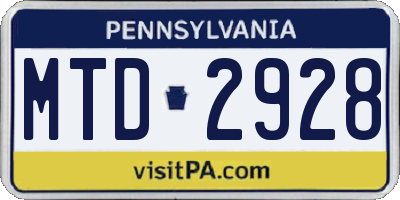 PA license plate MTD2928
