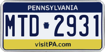 PA license plate MTD2931