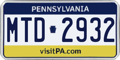 PA license plate MTD2932