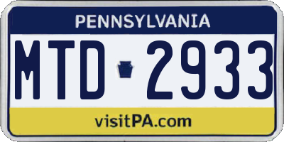 PA license plate MTD2933