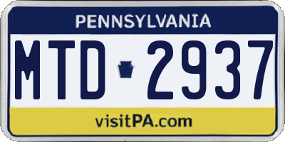 PA license plate MTD2937