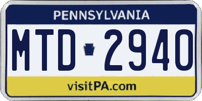 PA license plate MTD2940